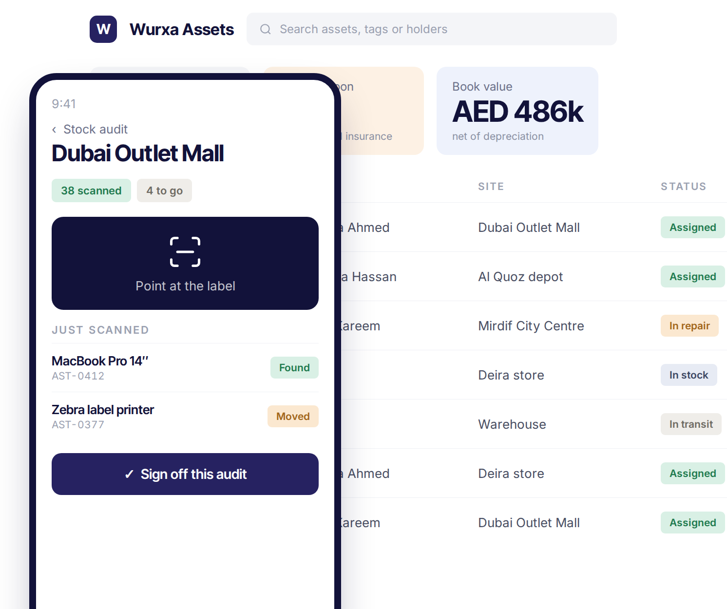 Wurxa Assets register and mobile audit scanning
