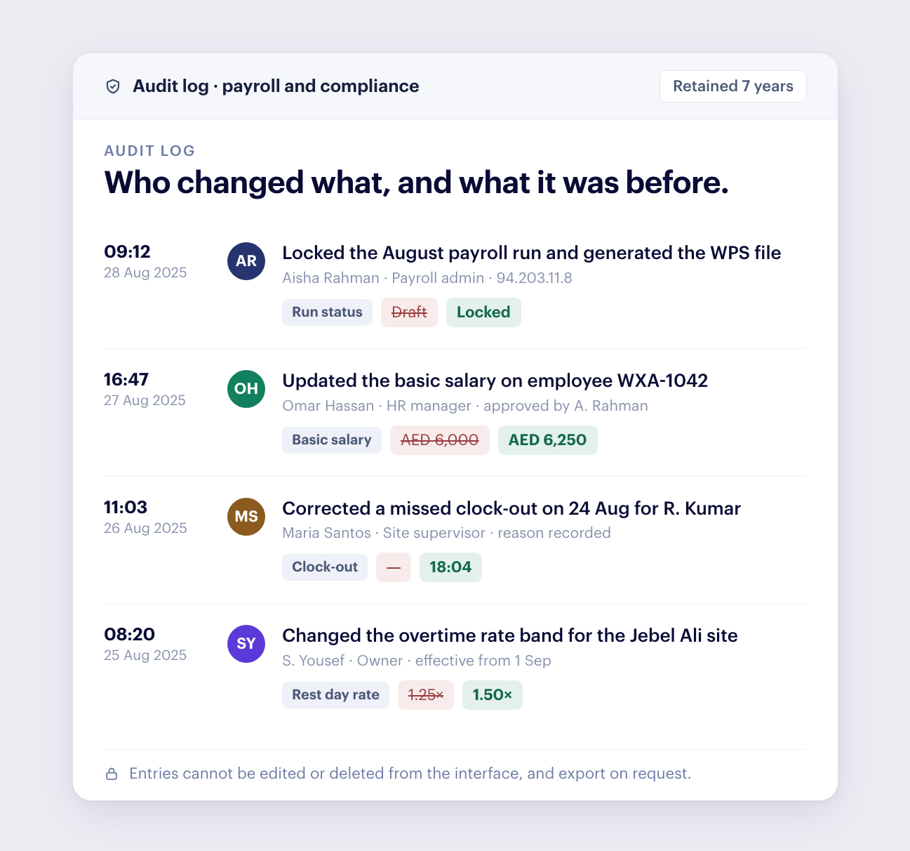 Audit log